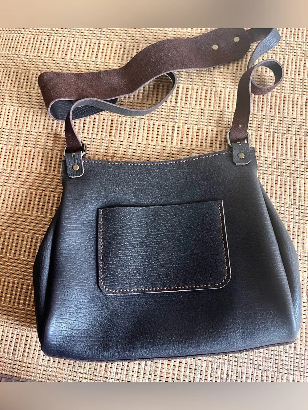 Everyday Pebbled Leather Crossbody Bag - Dark Brown Brand New - Picture 13 of 17